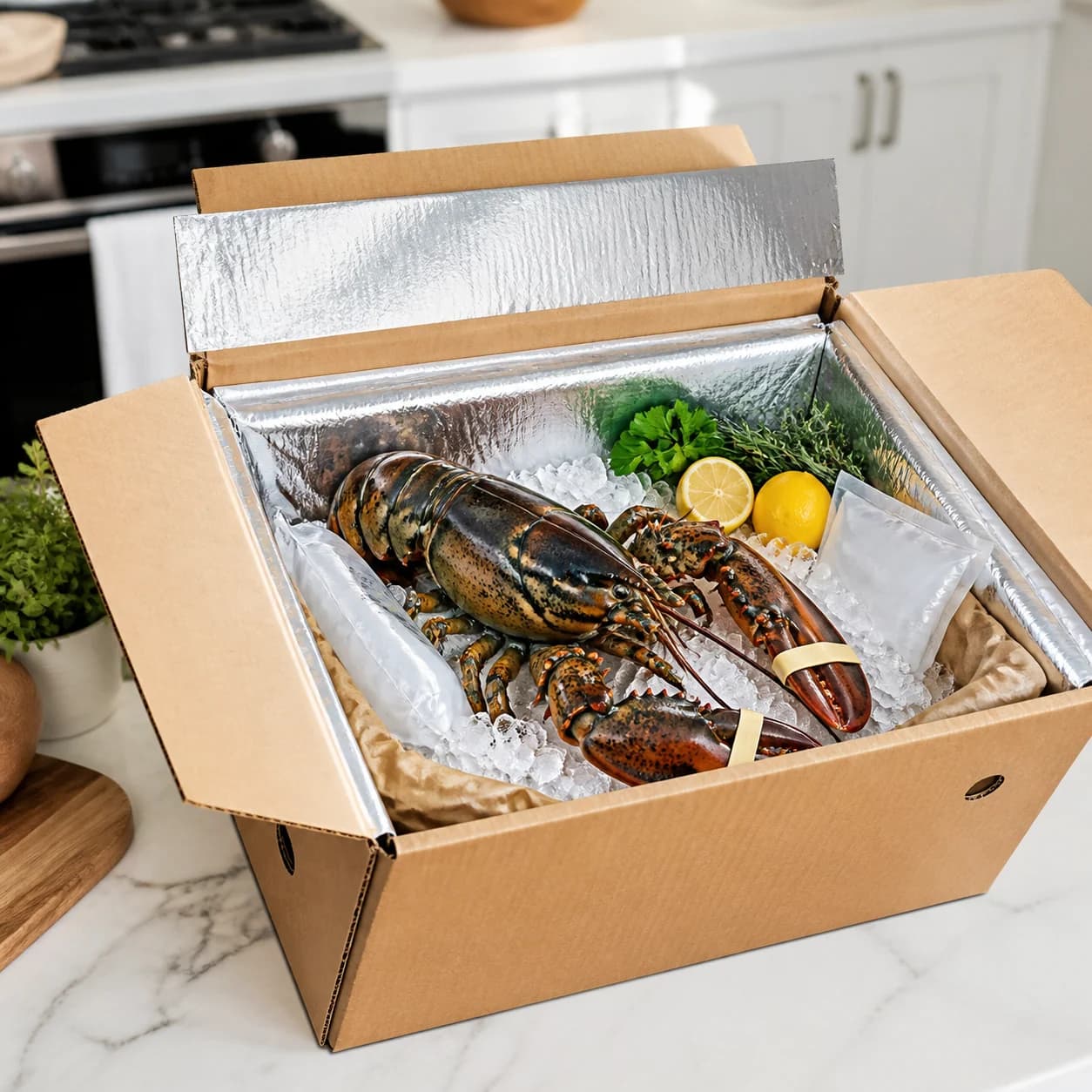 Live Spiny Lobster packed for delivery